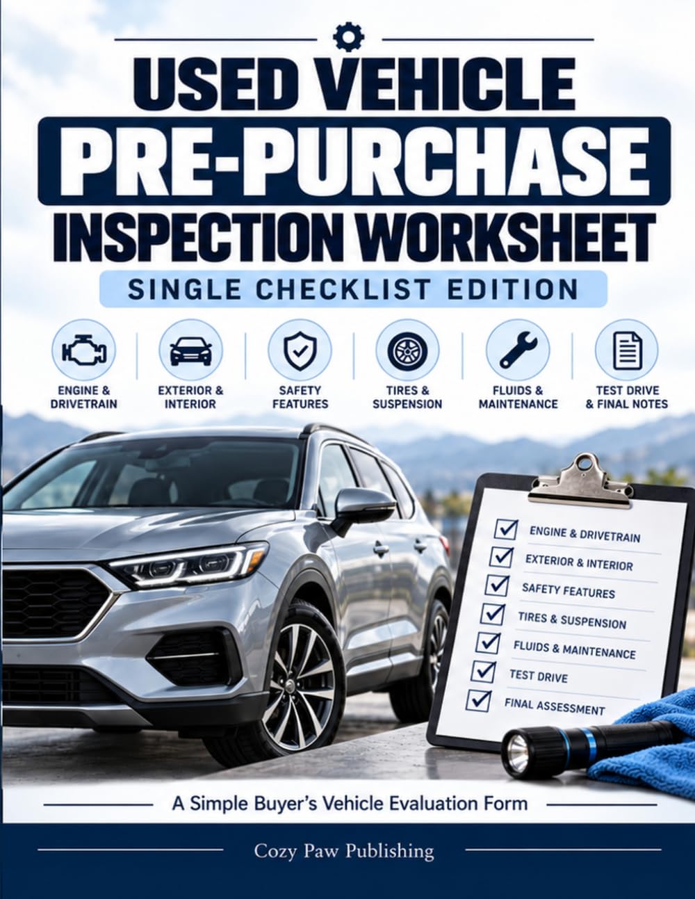 Used Vehicle Pre-Purchase Inspection Worksheet — Single Checklist Edition book cover